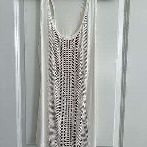 White tank top with copper beads on front
